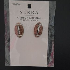 Serra Brown and White Football Earrings